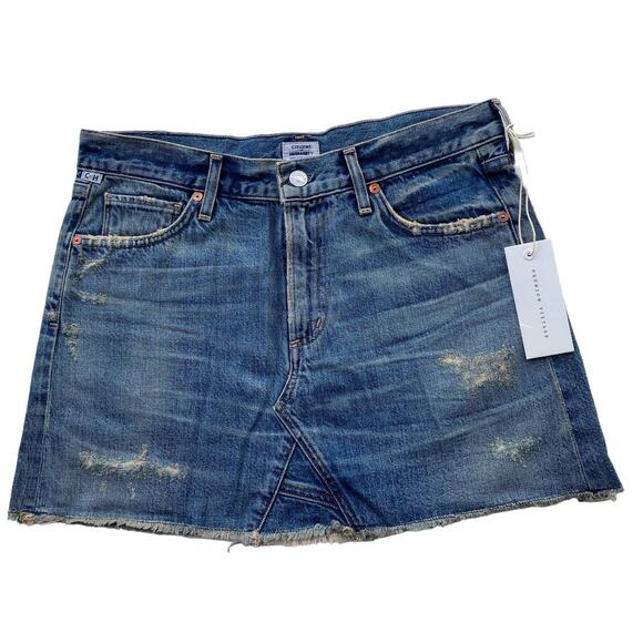 New Citizens of Humanity Premium Vintage Greenpoint Cut Off Denim Mini Skirt 27 - Picture 5 of 10